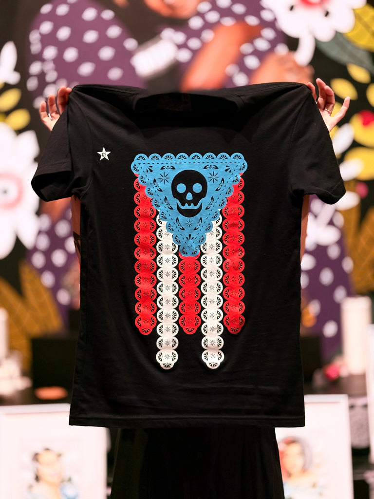 Puerto Rican flag with skull t-shirt
